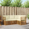 Sofagarnituren 4 pcs Natur und Creme Massivholz Akazie