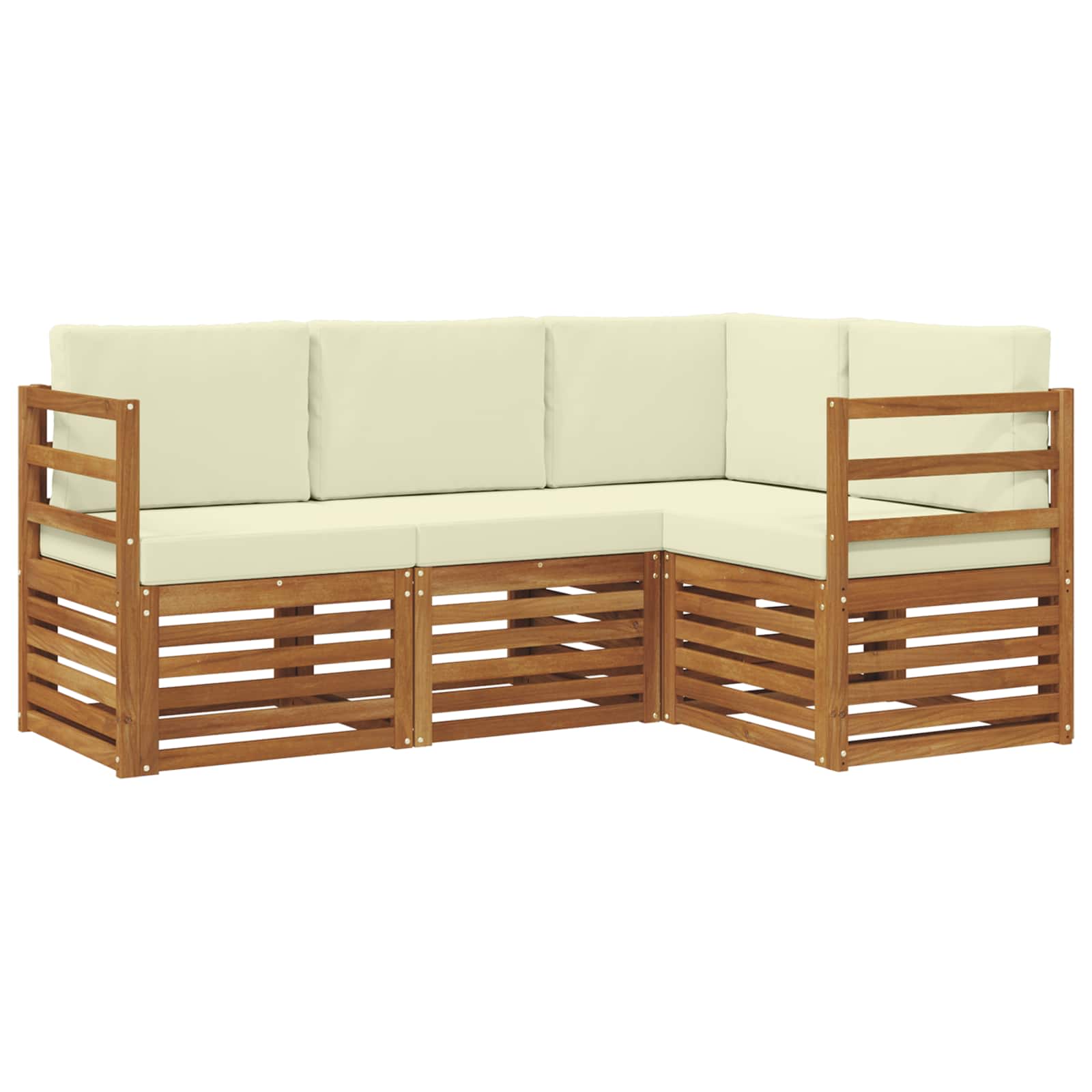 Sofagarnituren 4 pcs Natur und Creme Massivholz Akazie