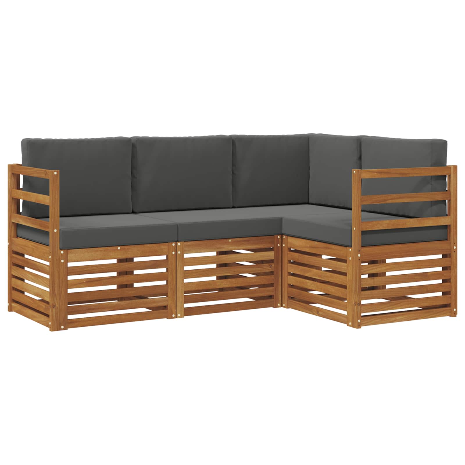 Sofagarnituren 4 pcs Natur und Anthrazit Massivholz Akazie