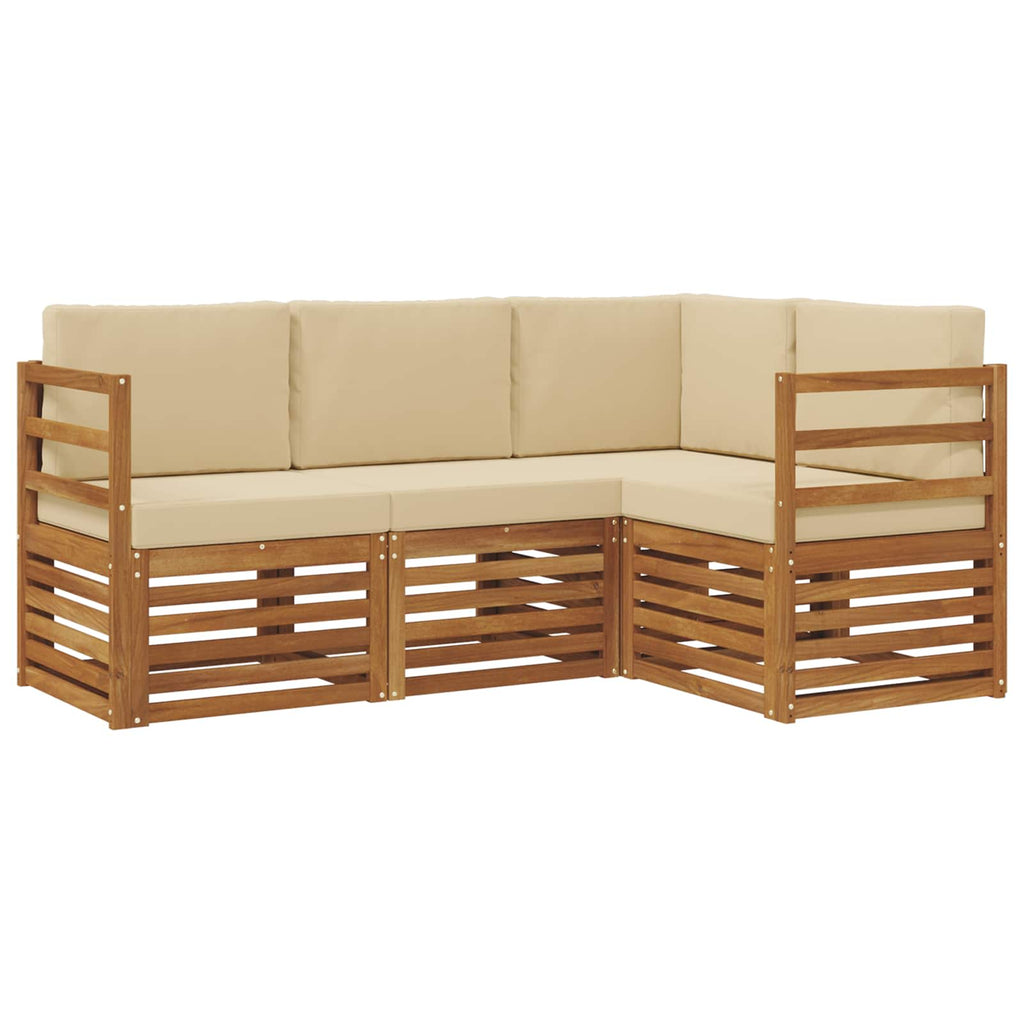 Sofagarnituren 4 pcs Natur und Beige Massivholz Akazie