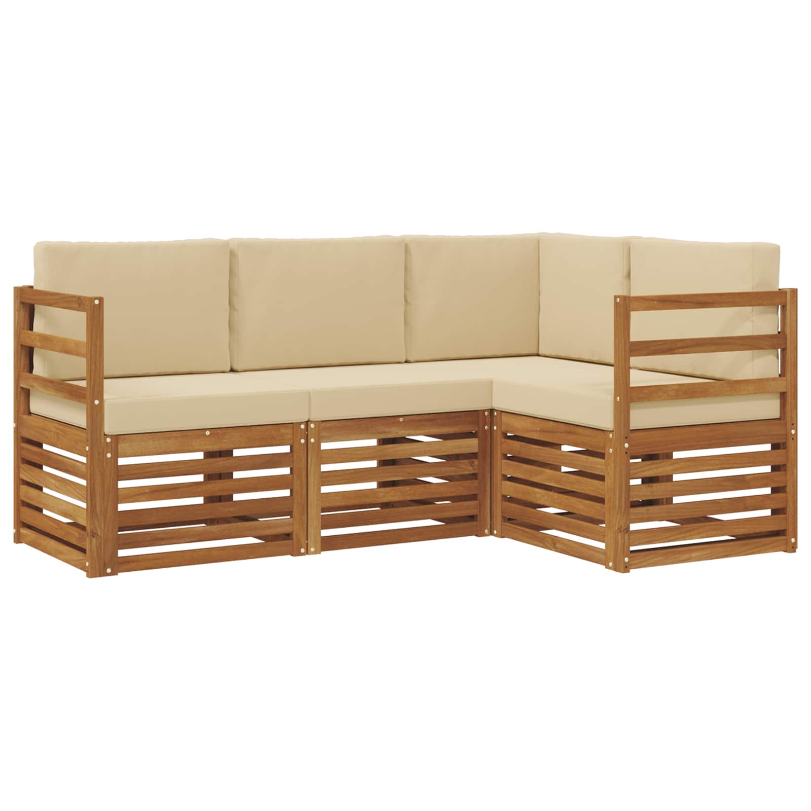 Sofagarnituren 4 pcs Natur und Beige Massivholz Akazie