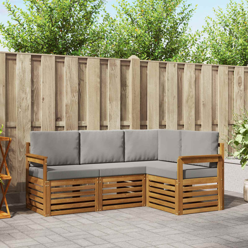 Sofagarnituren 4 pcs Natürlich und Hellgrau Massivholz Akazie