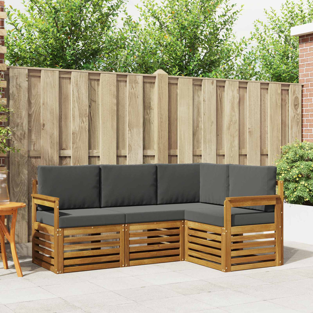 Sofagarnituren 4 pcs Natur und Anthrazit Massivholz Akazie