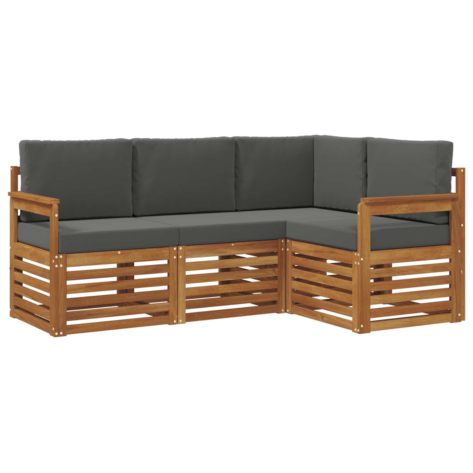 Sofagarnituren 4 pcs Natur und Anthrazit Massivholz Akazie
