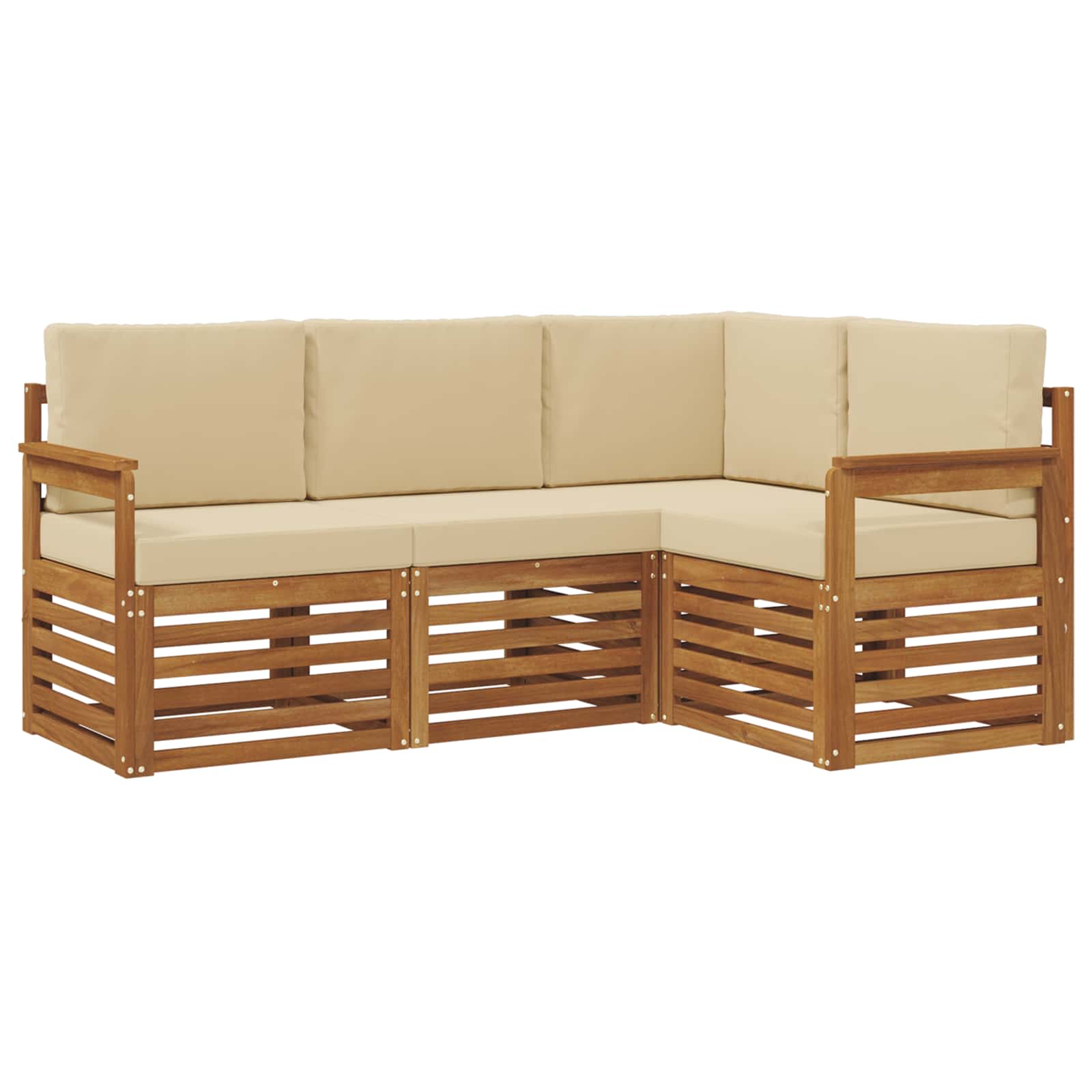 Sofagarnituren 4 pcs Natur und Beige Massivholz Akazie