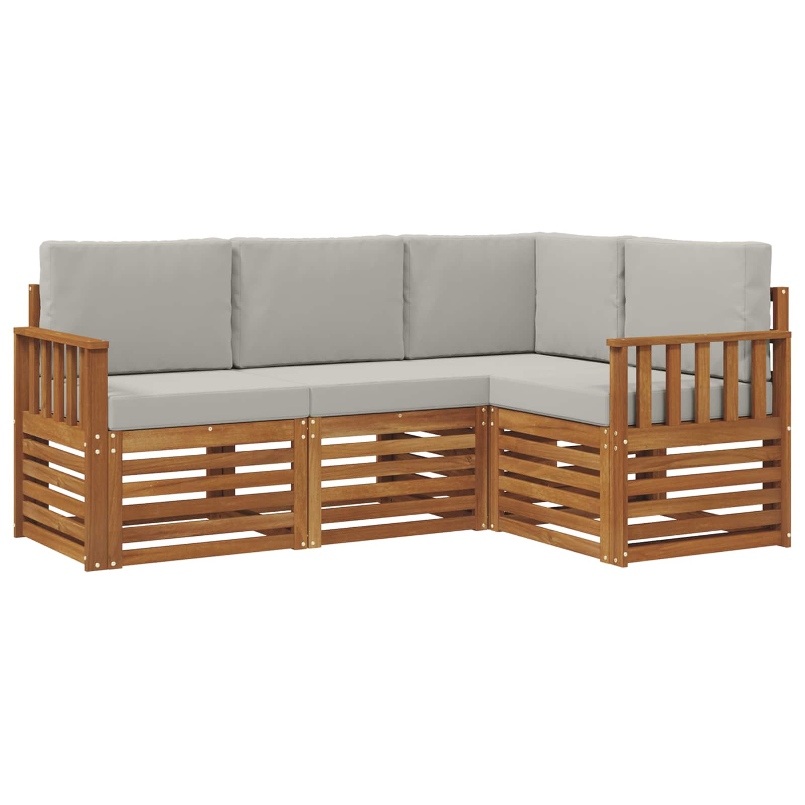 Sofagarnituren 4 pcs Natürlich und Hellgrau Massivholz Akazie