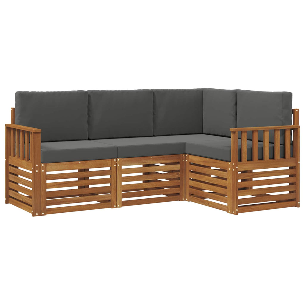 Sofagarnituren 4 pcs Natur und Anthrazit Massivholz Akazie