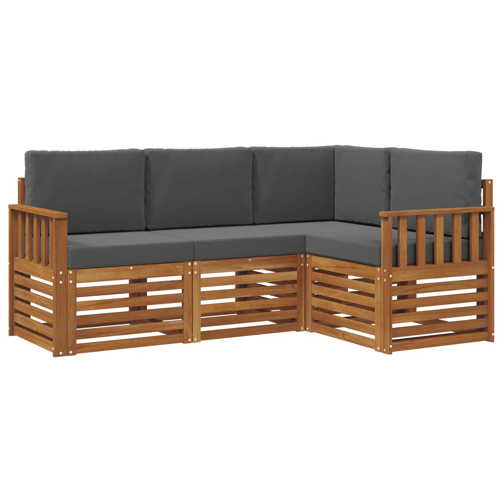 Sofagarnituren 4 pcs Natur und Anthrazit Massivholz Akazie