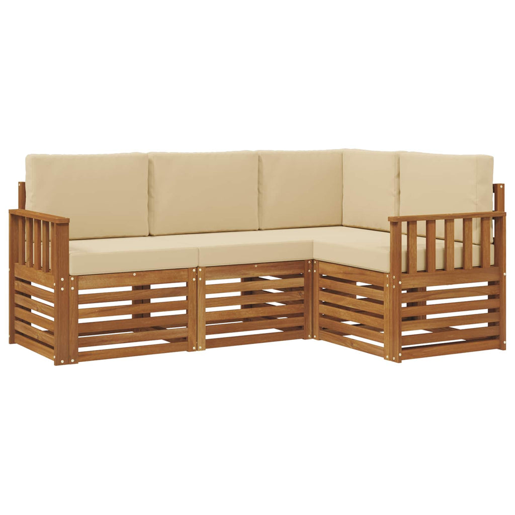 Sofagarnituren 4 pcs Natur und Beige Massivholz Akazie