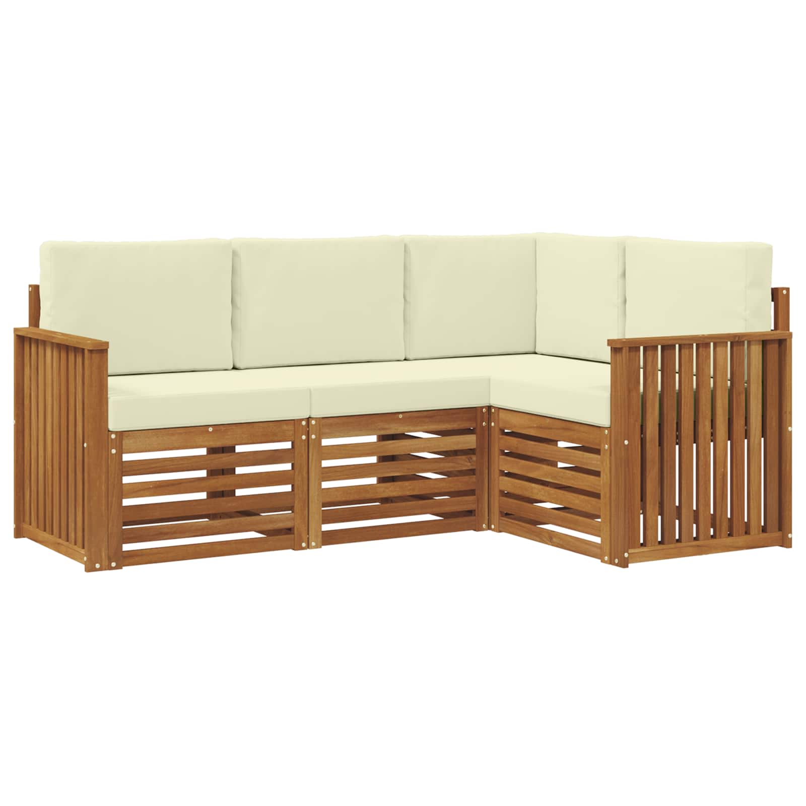 Sofagarnituren 4 pcs Natur und Creme Massivholz Akazie