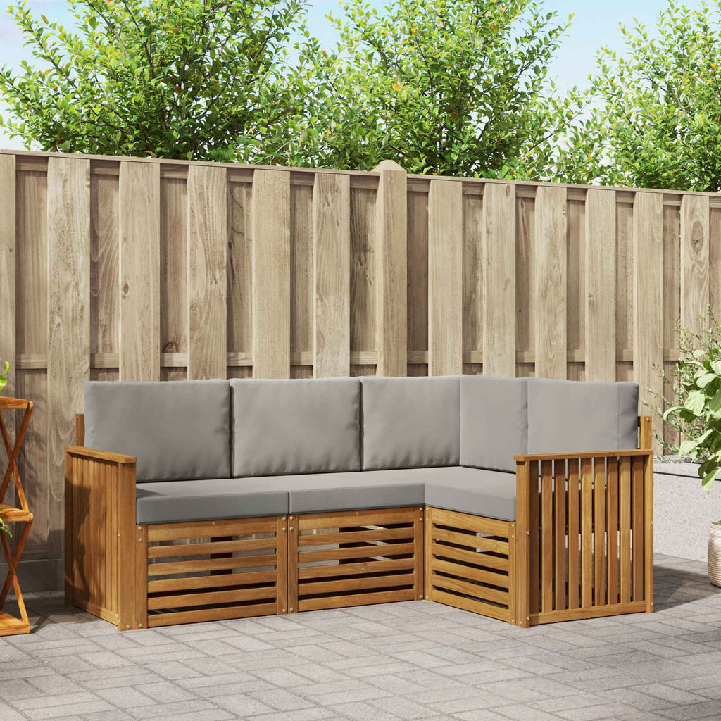Sofagarnituren 4 pcs Natürlich und Hellgrau Massivholz Akazie