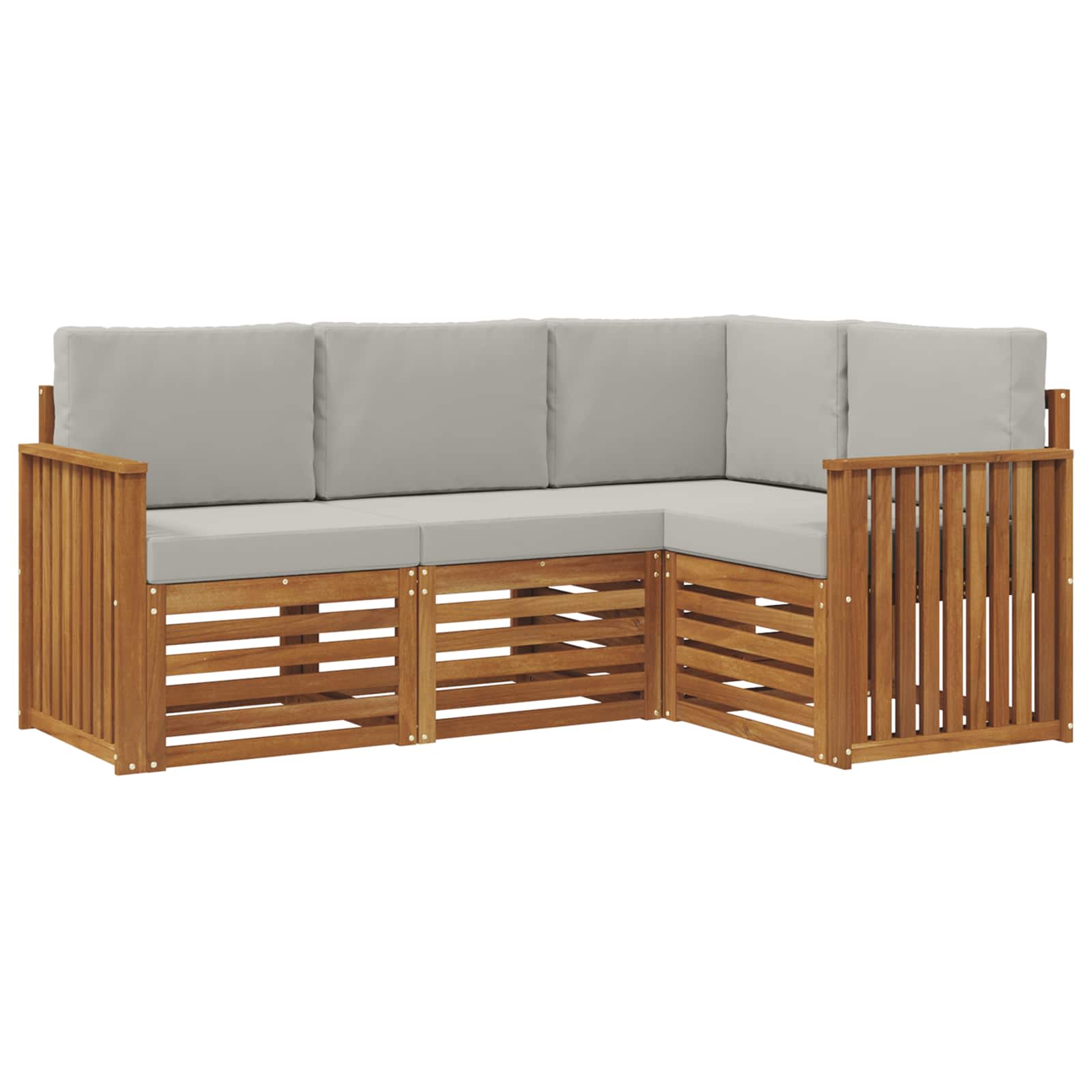 Sofagarnituren 4 pcs Natürlich und Hellgrau Massivholz Akazie