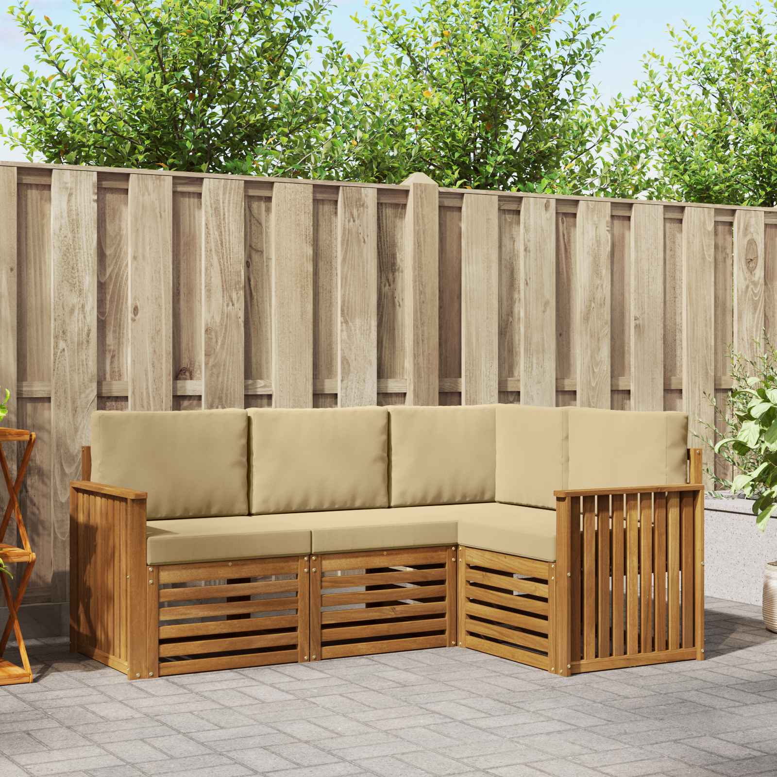 Sofagarnituren 4 pcs Natur und Beige Massivholz Akazie