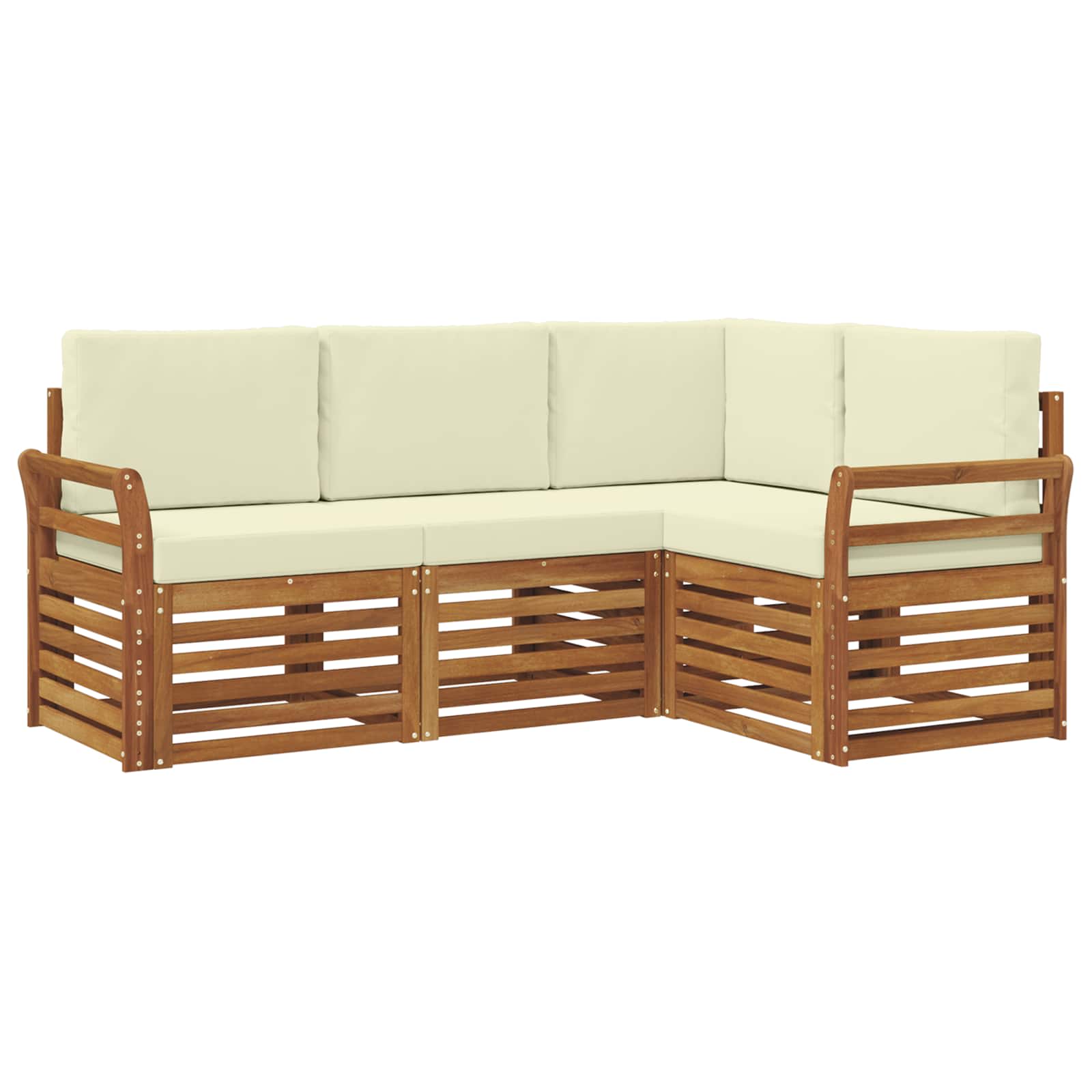 Sofagarnituren 4 pcs Natur und Creme Massivholz Akazie