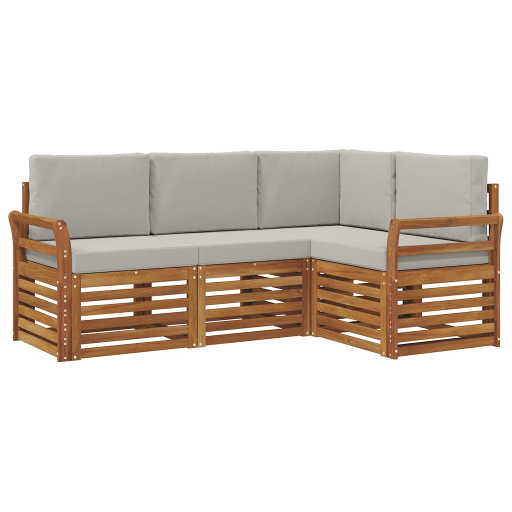 Sofagarnituren 4 pcs Natürlich und Hellgrau Massivholz Akazie