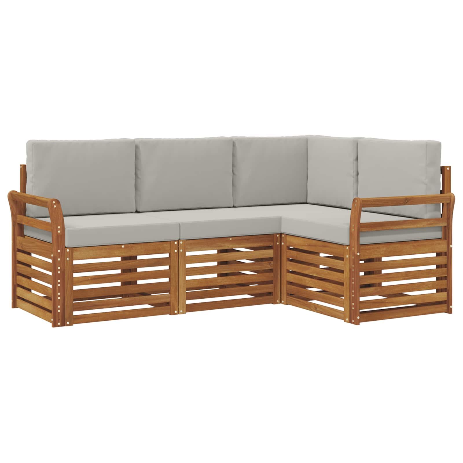 Sofagarnituren 4 pcs Natürlich und Hellgrau Massivholz Akazie