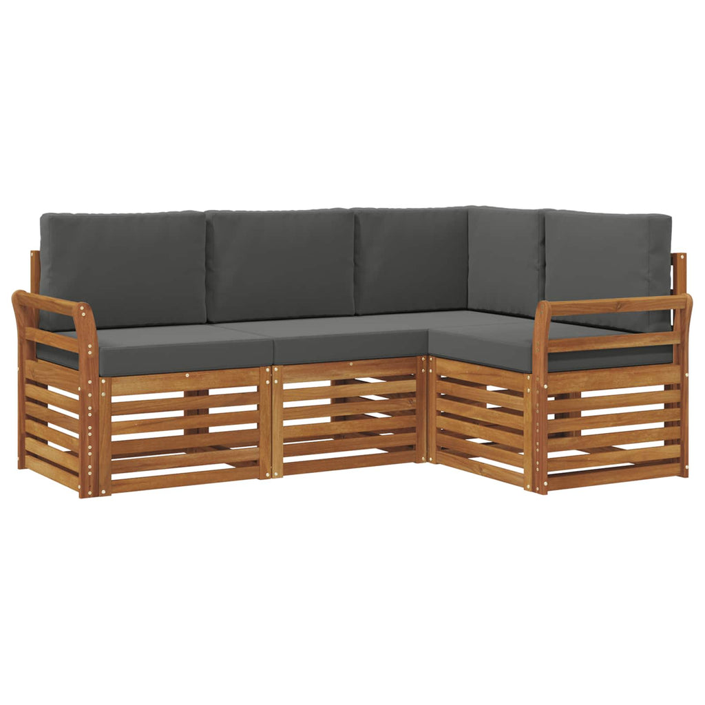 Sofagarnituren 4 pcs Natur und Anthrazit Massivholz Akazie