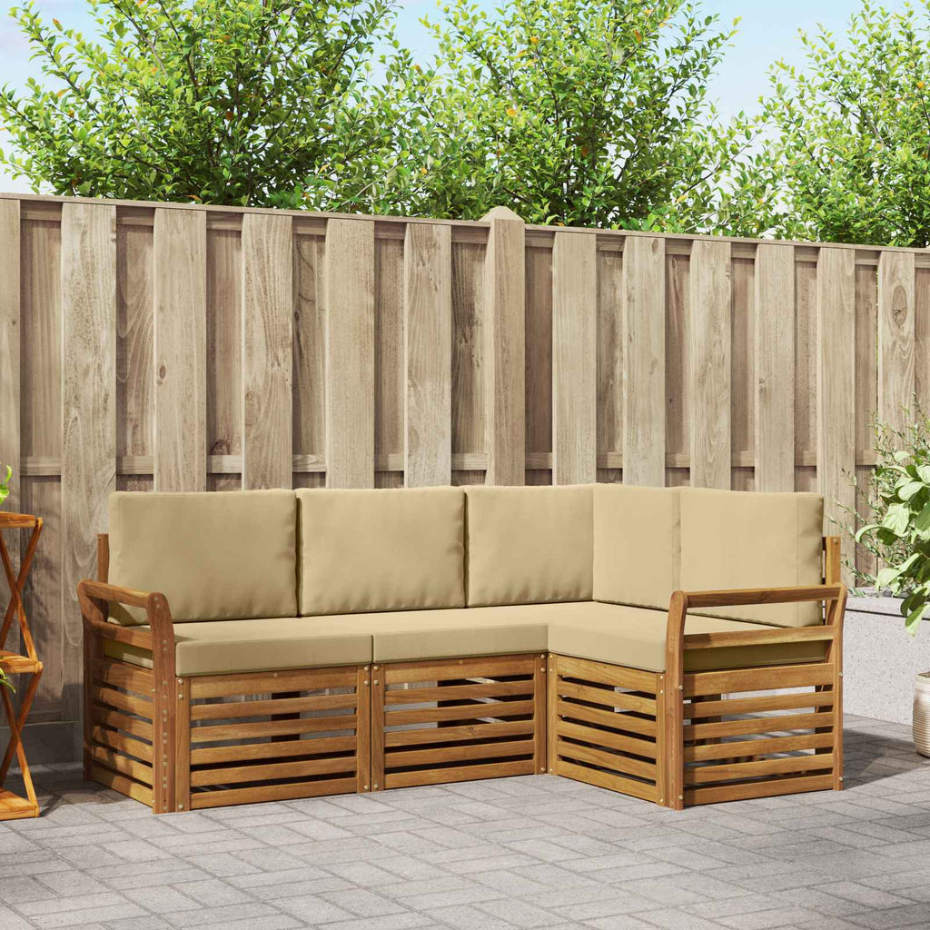Sofagarnituren 4 pcs Natur und Beige Massivholz Akazie