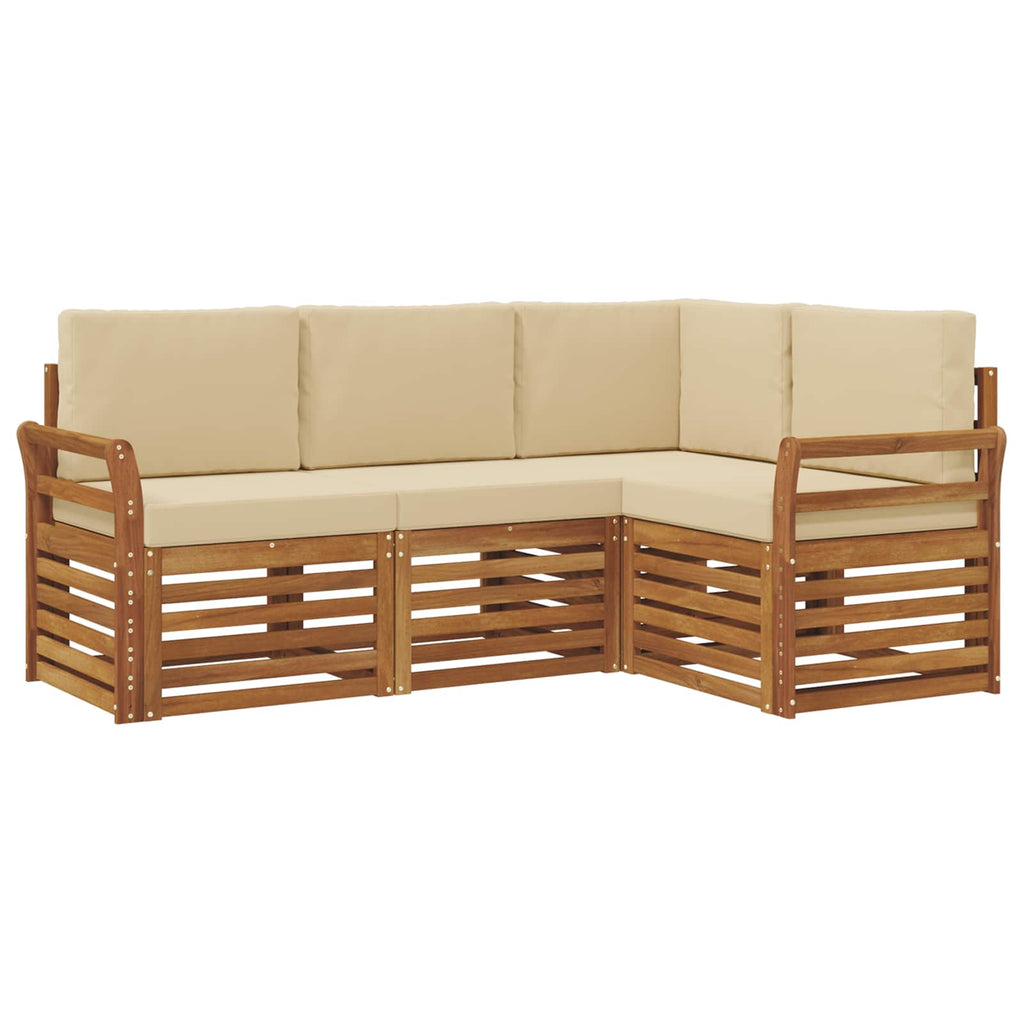 Sofagarnituren 4 pcs Natur und Beige Massivholz Akazie
