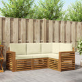 Sofagarnituren 4 pcs Natur und Creme Massivholz Akazie
