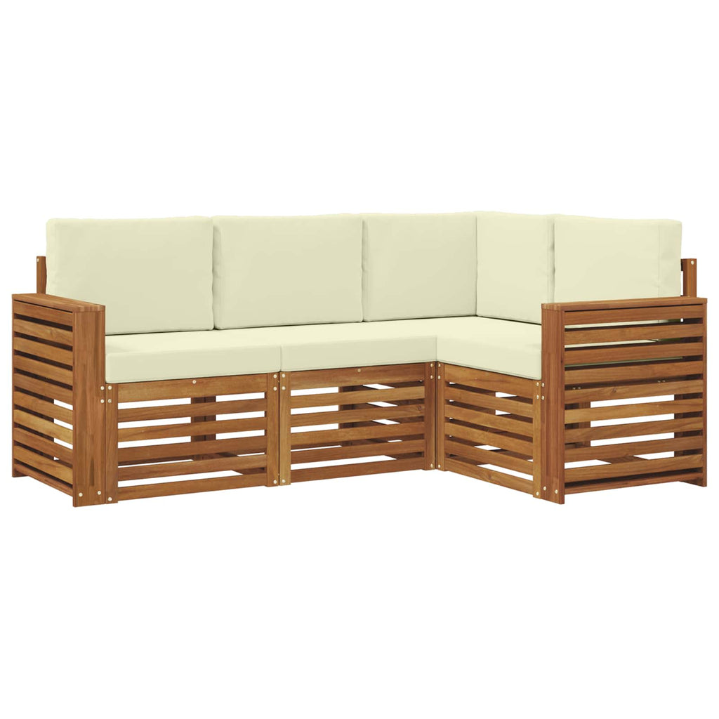 Sofagarnituren 4 pcs Natur und Creme Massivholz Akazie