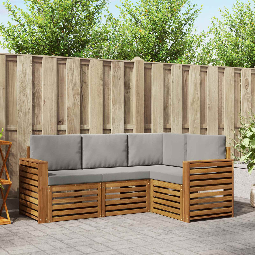 Sofagarnituren 4 pcs Natürlich und Hellgrau Massivholz Akazie