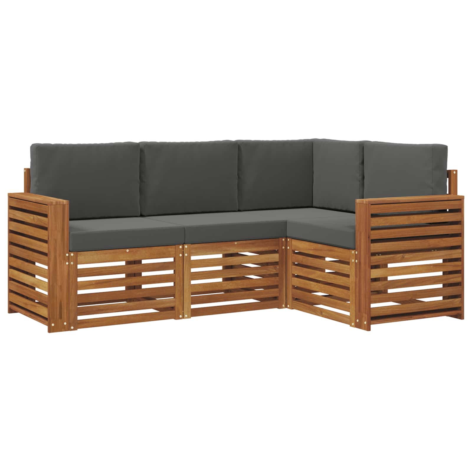 Sofagarnituren 4 pcs Natur und Anthrazit Massivholz Akazie