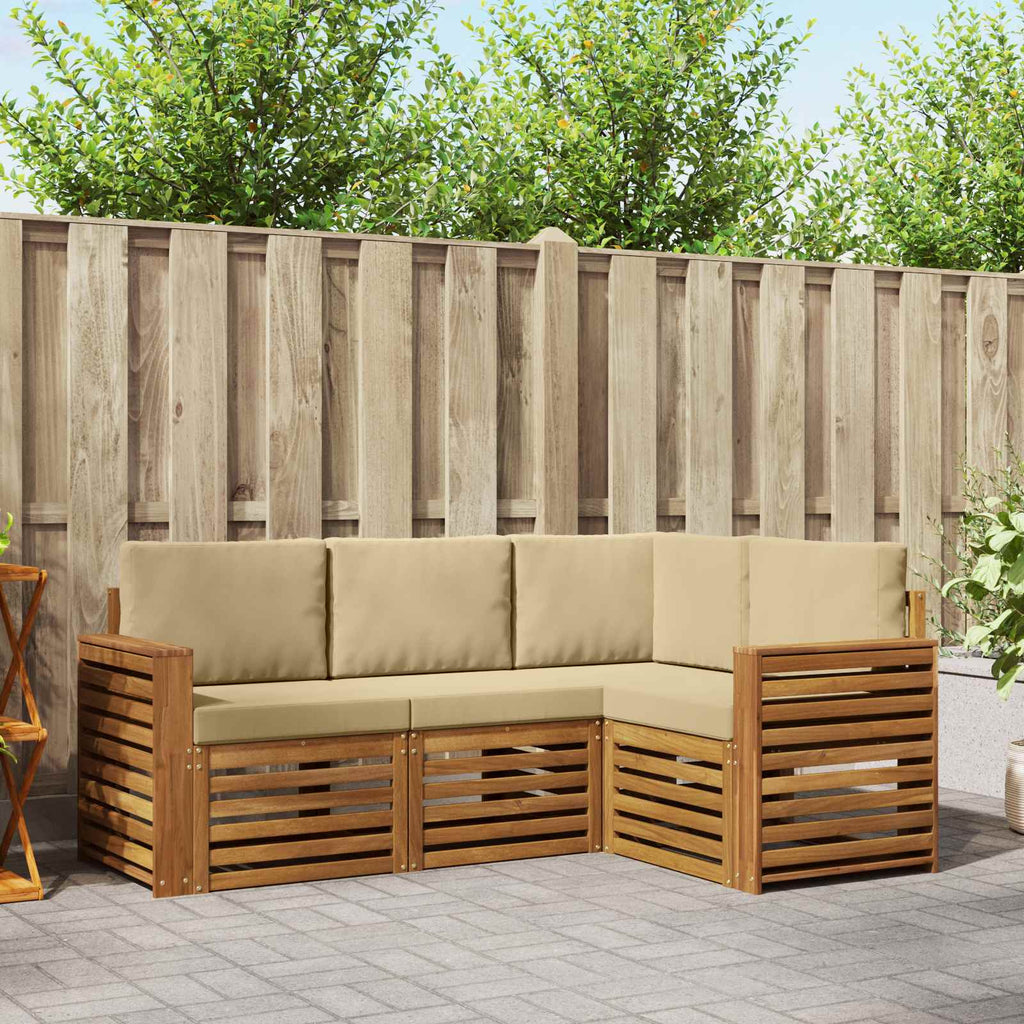 Sofagarnituren 4 pcs Natur und Beige Massivholz Akazie
