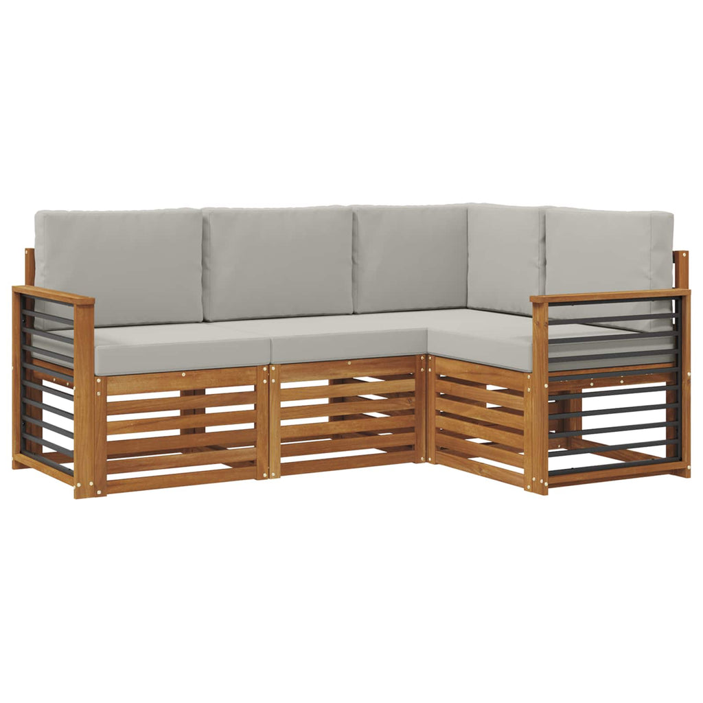 Sofagarnituren 4 pcs Natürlich und Hellgrau Massivholz Akazie