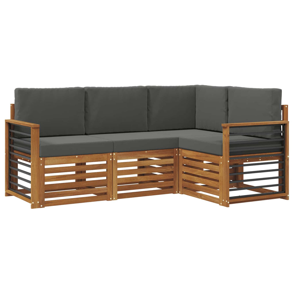 Sofagarnituren 4 pcs Natur und Anthrazit Massivholz Akazie