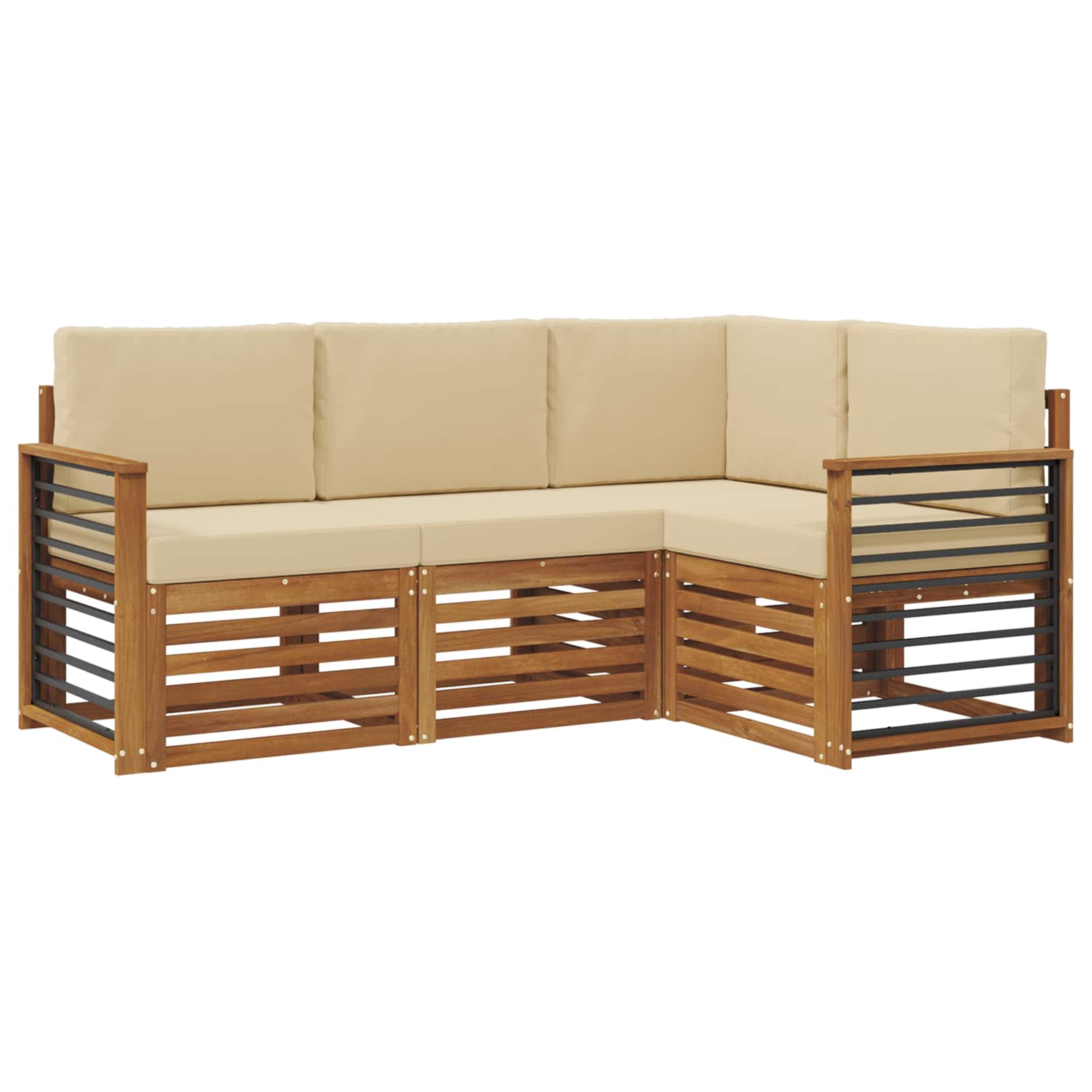 Sofagarnituren 4 pcs Natur und Beige Massivholz Akazie