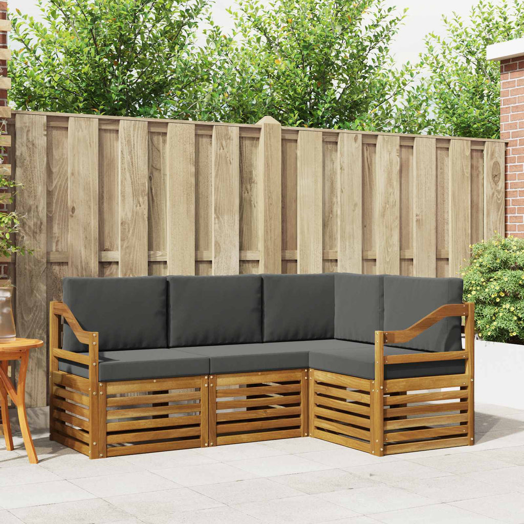Sofagarnituren 4 pcs Natur und Anthrazit Massivholz Akazie