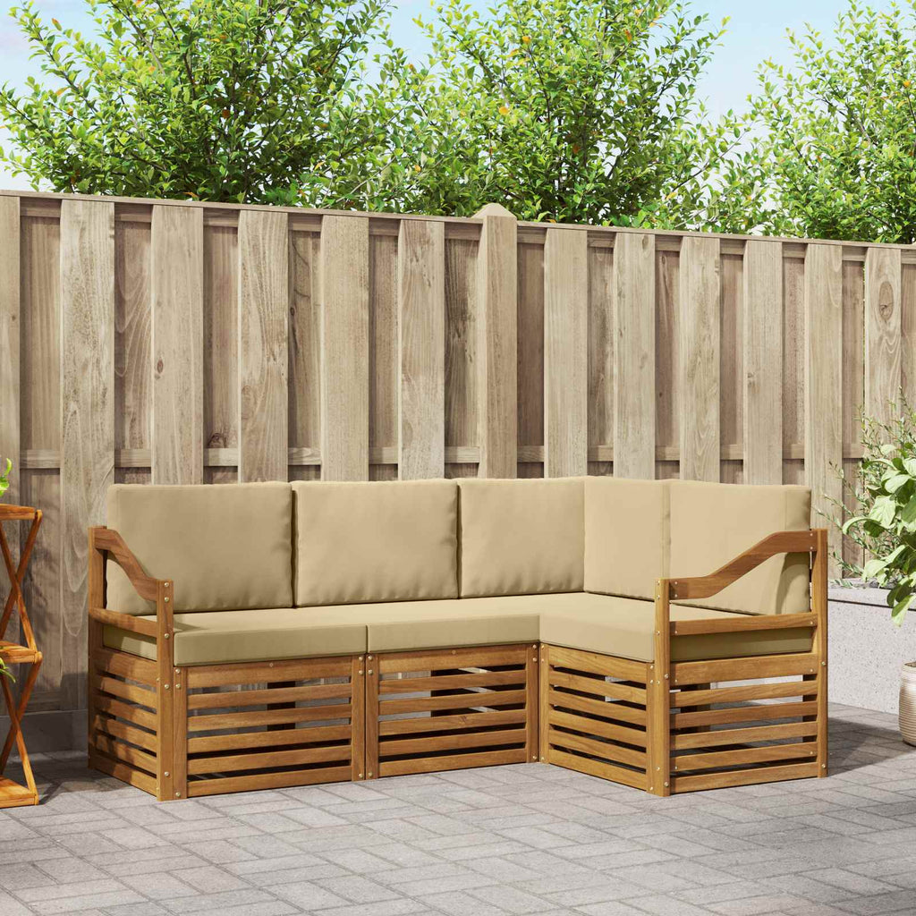 Sofagarnituren 4 pcs Natur und Beige Massivholz Akazie