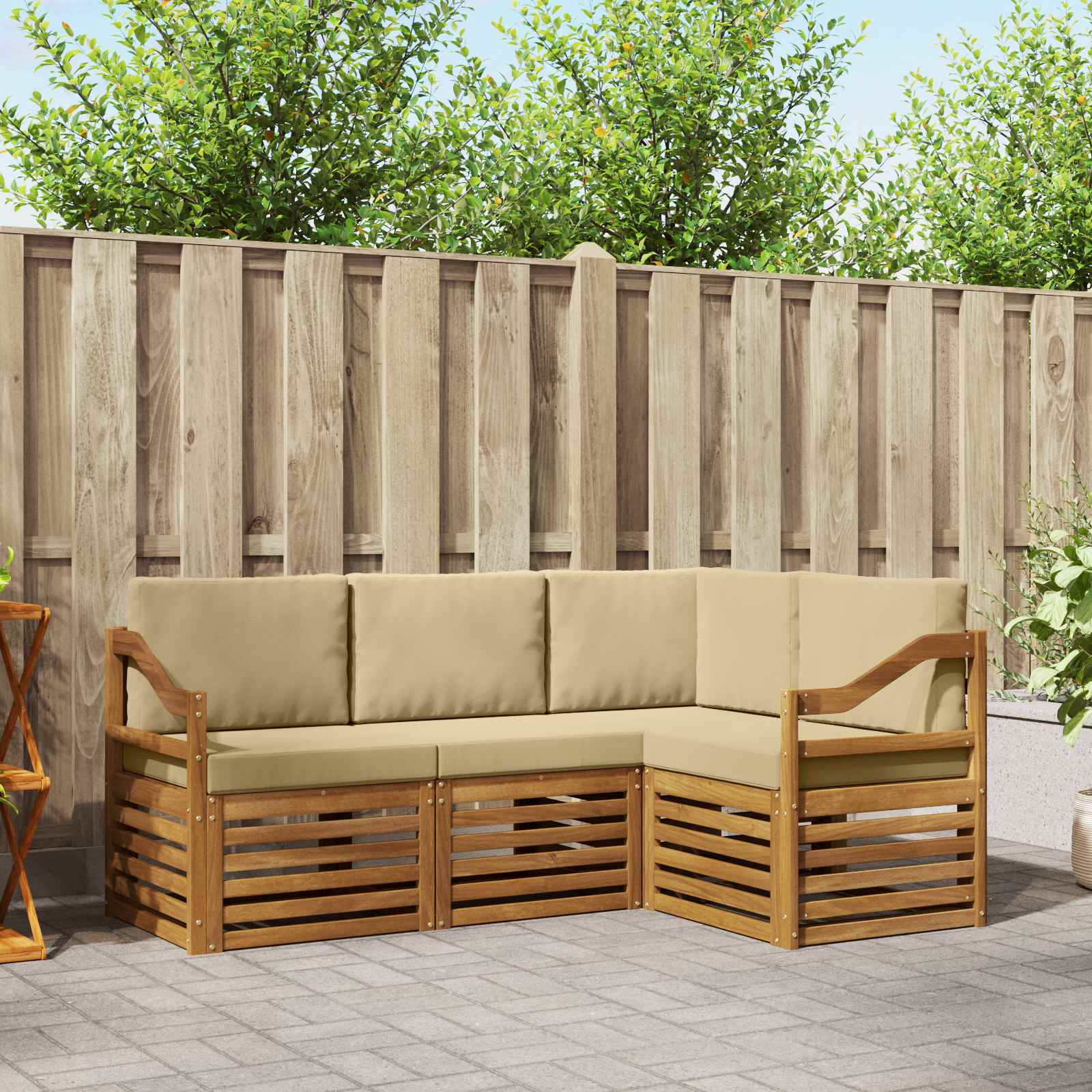 Sofagarnituren 4 pcs Natur und Beige Massivholz Akazie