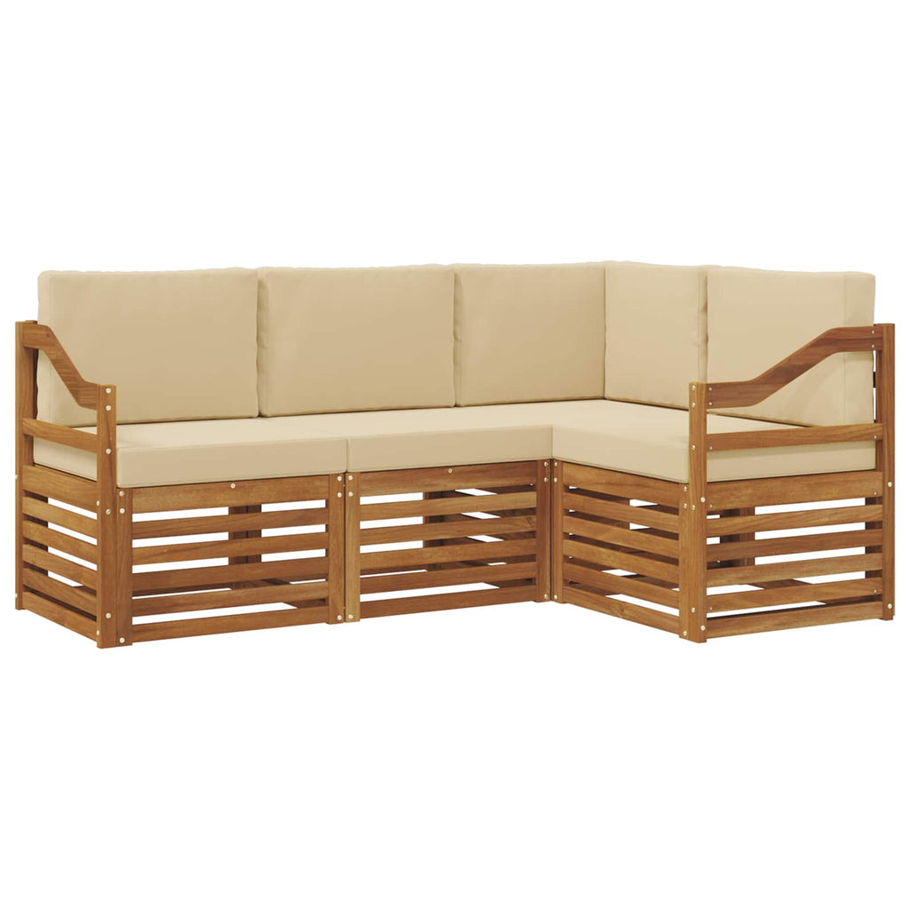 Sofagarnituren 4 pcs Natur und Beige Massivholz Akazie