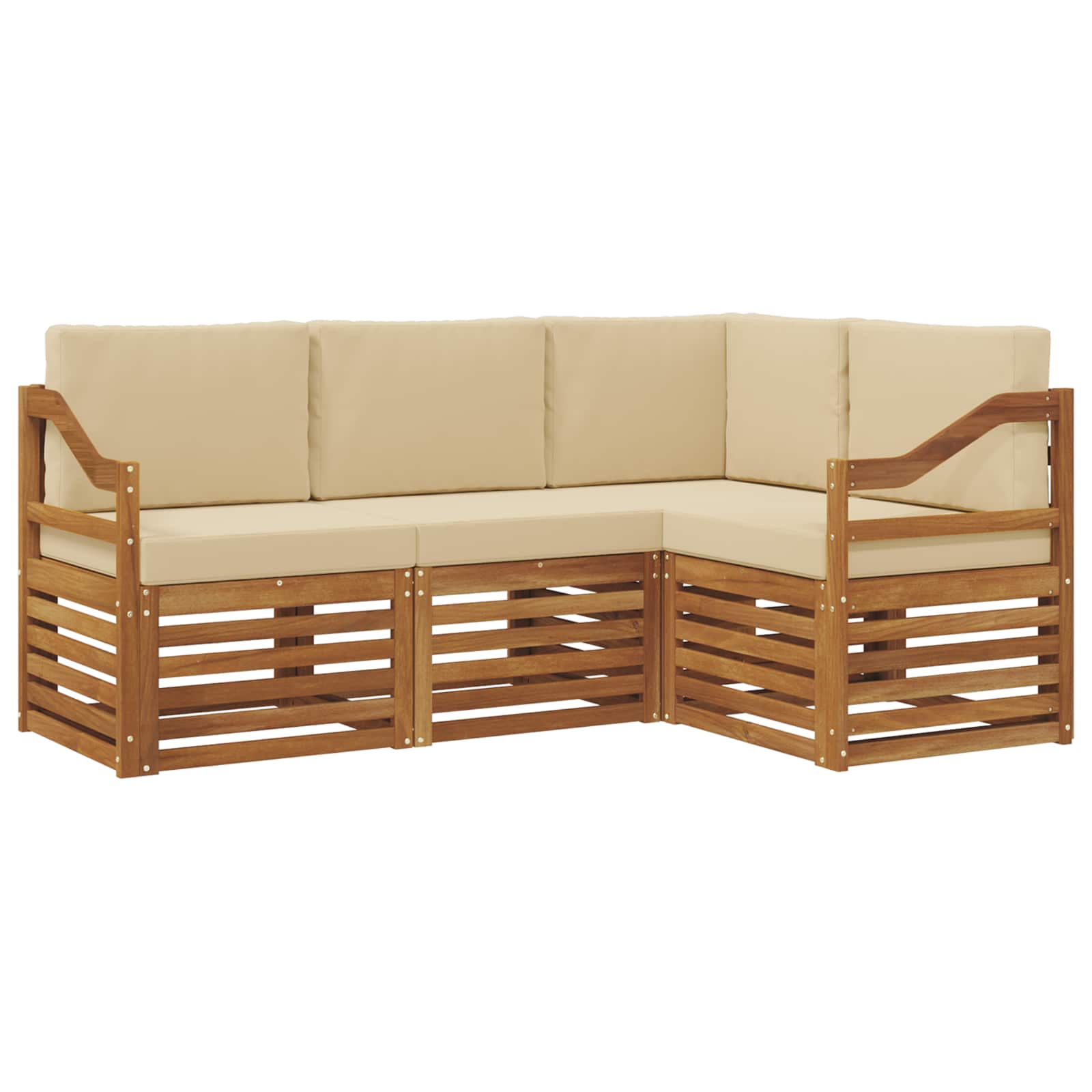 Sofagarnituren 4 pcs Natur und Beige Massivholz Akazie