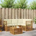 Outdoor-Sofagarnitur mit Kissen 5 pcs Natur und Creme