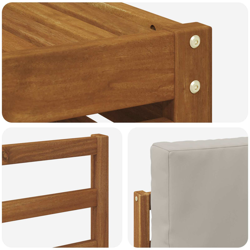 Outdoor-Sofagarnitur mit Kissen 5 pcs Natürlich und Hellgrau