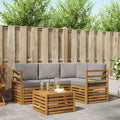 Outdoor-Sofagarnitur mit Kissen 5 pcs Natürlich und Hellgrau