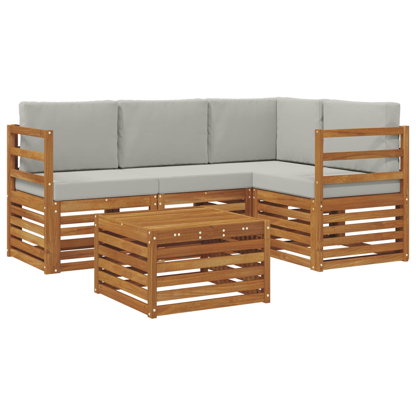 Outdoor-Sofagarnitur mit Kissen 5 pcs Natürlich und Hellgrau
