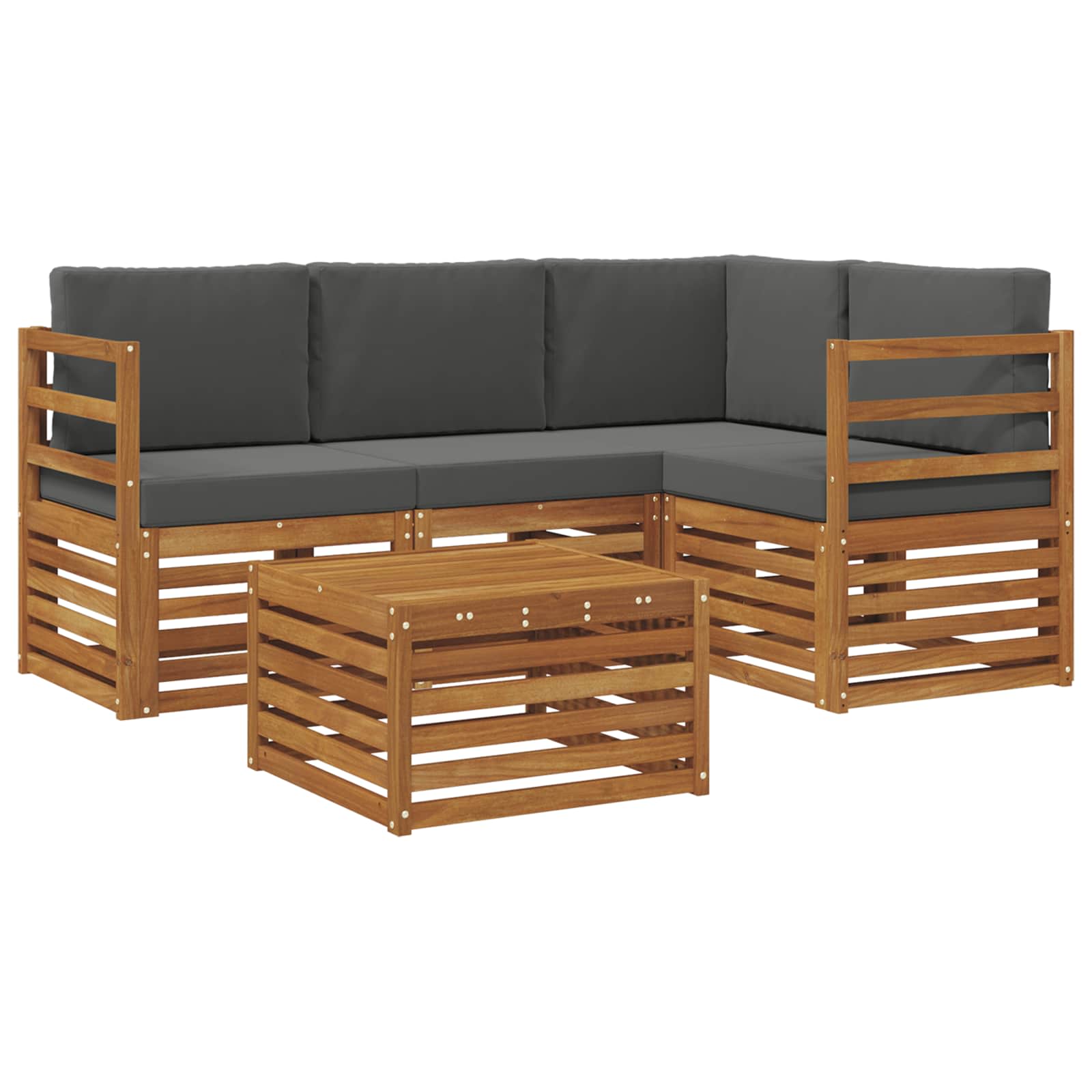 Outdoor-Sofagarnitur mit Kissen 5 pcs Natur und Anthrazit