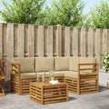 Outdoor-Sofagarnitur mit Kissen 5 pcs Natur und Beige