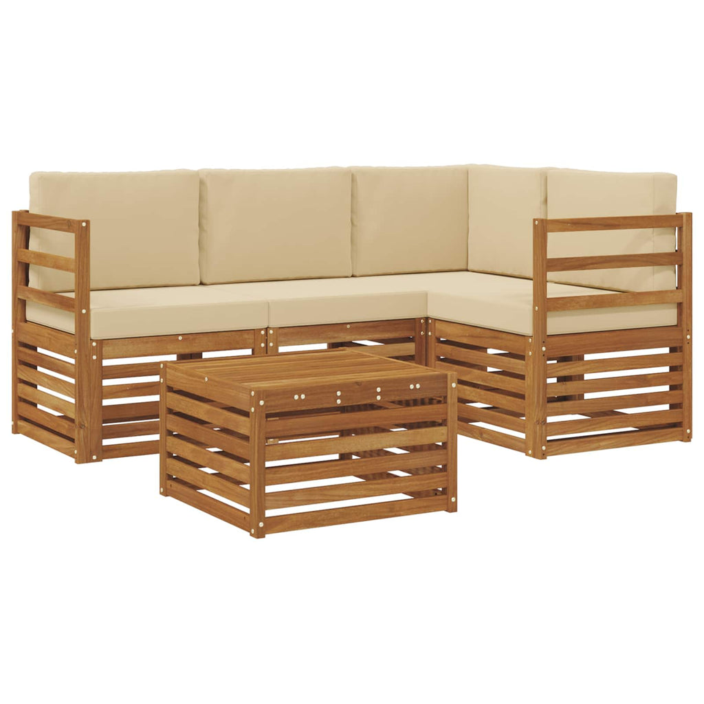 Outdoor-Sofagarnitur mit Kissen 5 pcs Natur und Beige