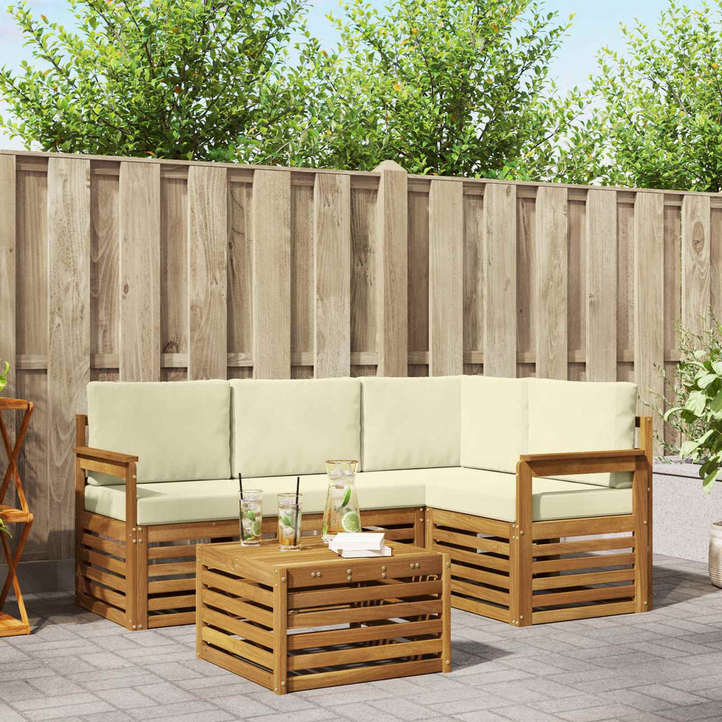 Outdoor-Sofagarnitur mit Kissen 5 pcs Natur und Creme