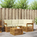 Outdoor-Sofagarnitur mit Kissen 5 pcs Natur und Creme