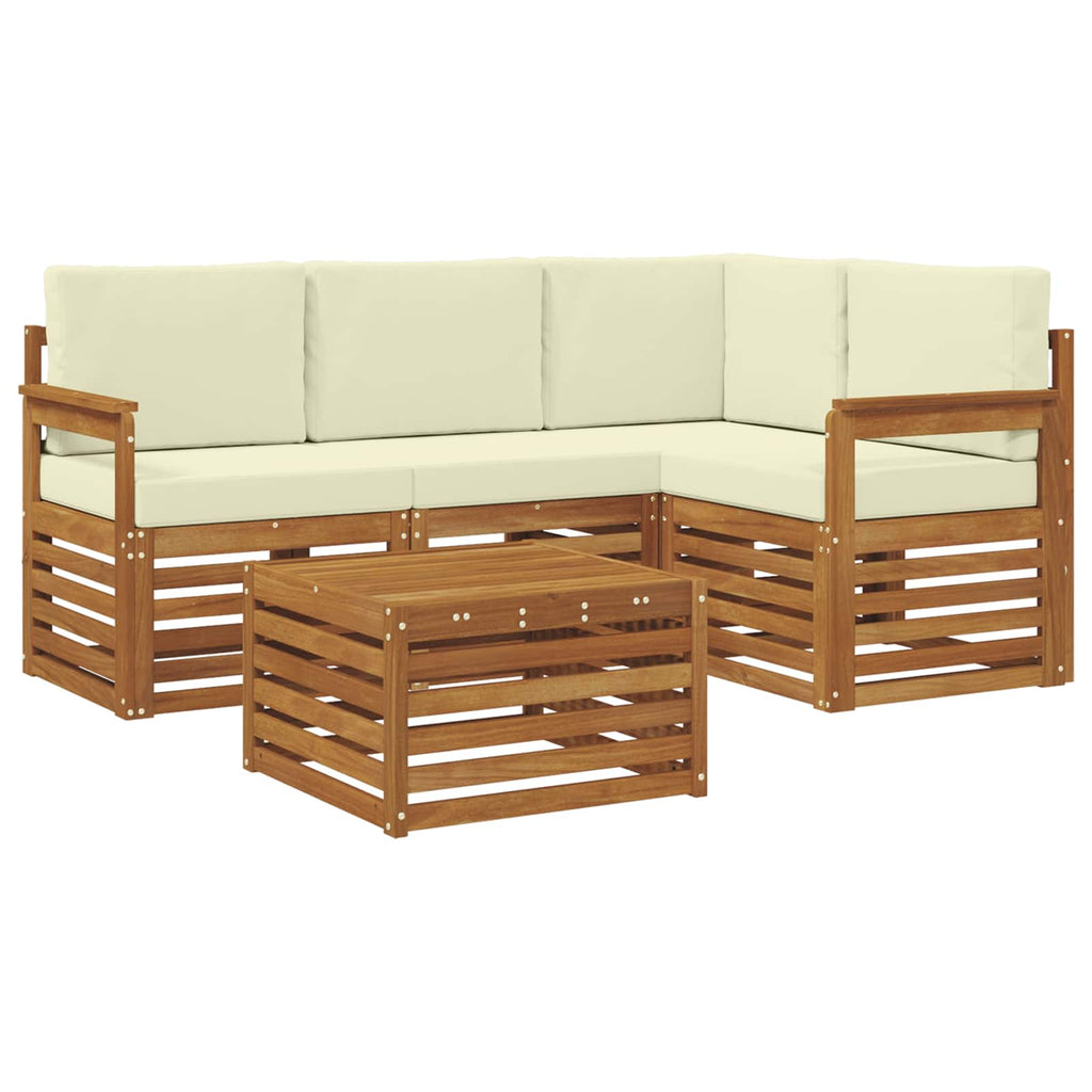 Outdoor-Sofagarnitur mit Kissen 5 pcs Natur und Creme
