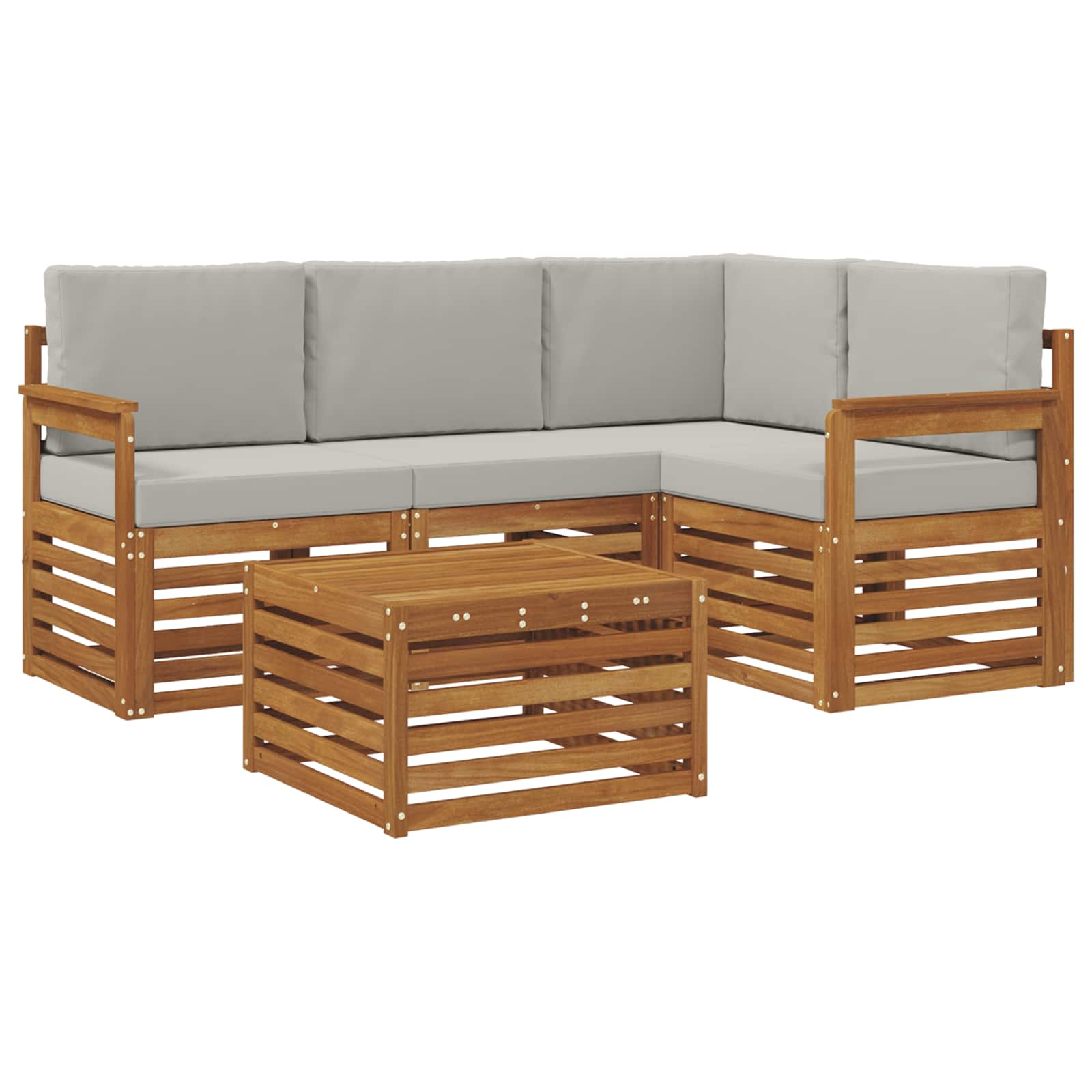 Outdoor-Sofagarnitur mit Kissen 5 pcs Natürlich und Hellgrau