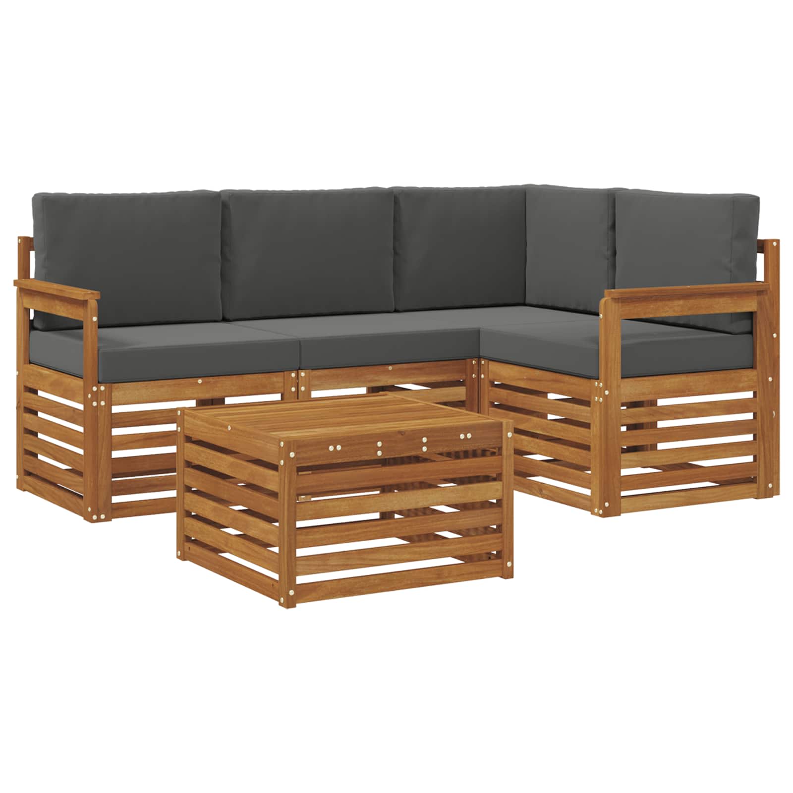 Outdoor-Sofagarnitur mit Kissen 5 pcs Natur und Anthrazit