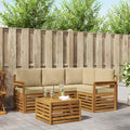 Outdoor-Sofagarnitur mit Kissen 5 pcs Natur und Beige