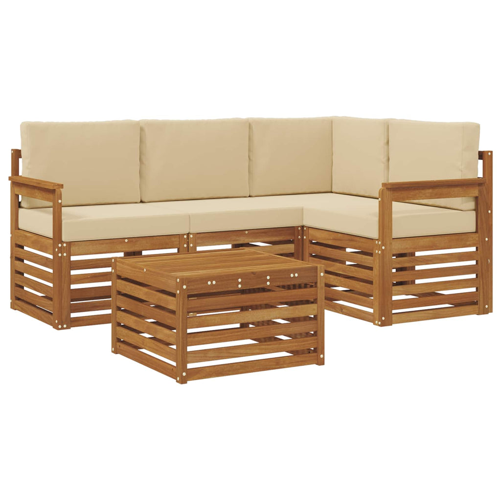 Outdoor-Sofagarnitur mit Kissen 5 pcs Natur und Beige
